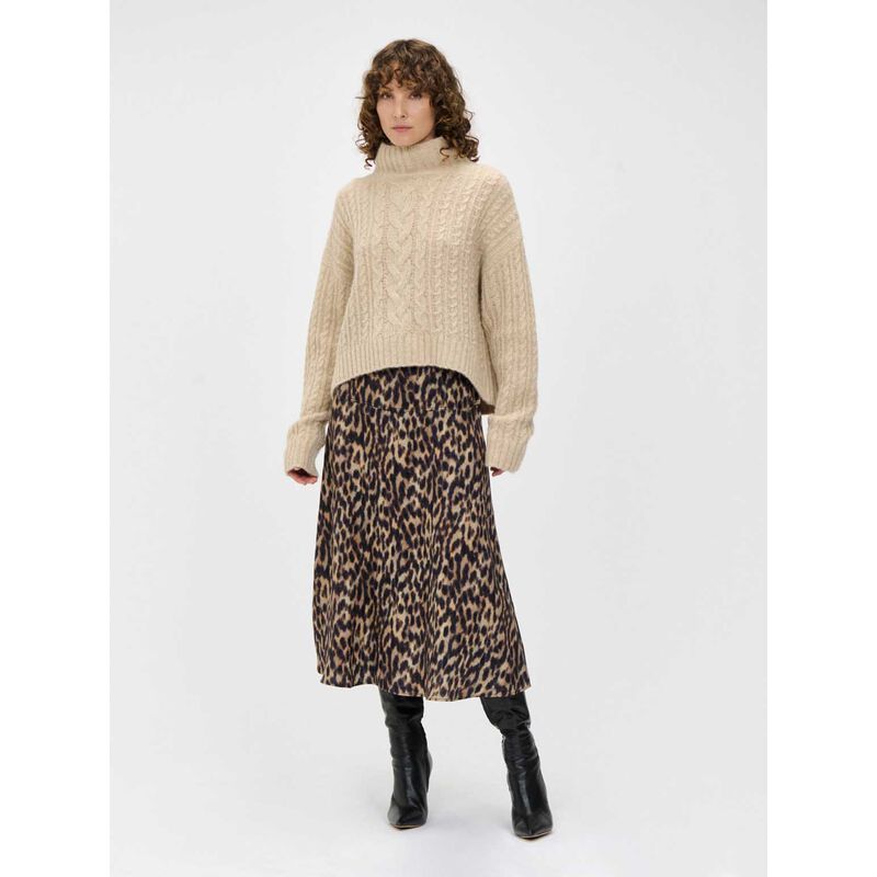 Veronika Maine Fawn Chunky Aplaca Merino Cable Sweater image number 3